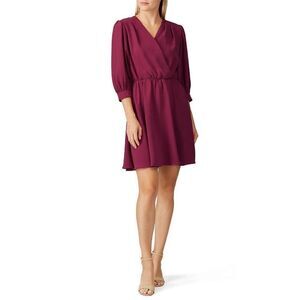 Amanda Uprichard Alisa Jam Puff Sleeve Wrap Mini Dress